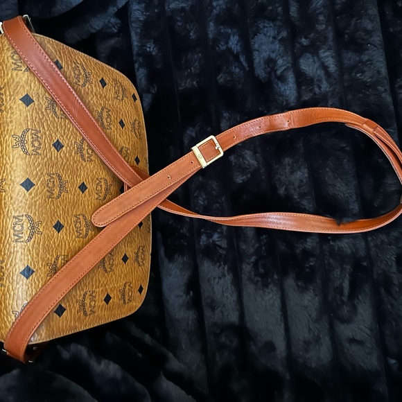 MCM Tan Crossbody Bag with Logo Pattern - Picture 14 of 16